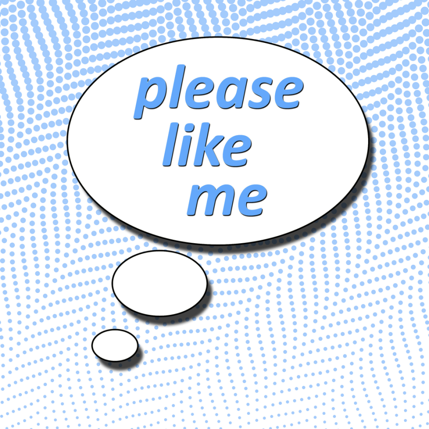 A simple thought bubble with Please Like Me text 