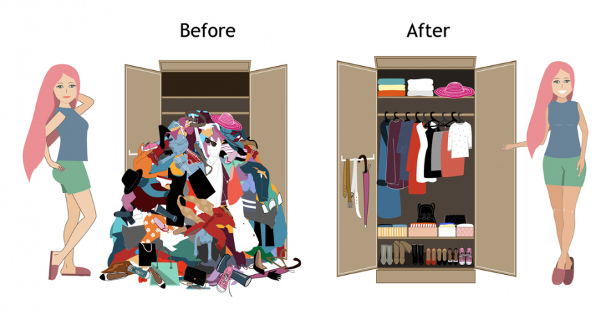 before tidy and after tidy wardrobe