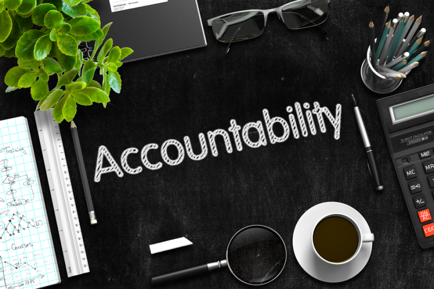 accountability written on a black chalkboard