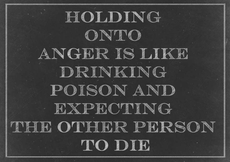 Chalk drawing:  holding onto anger