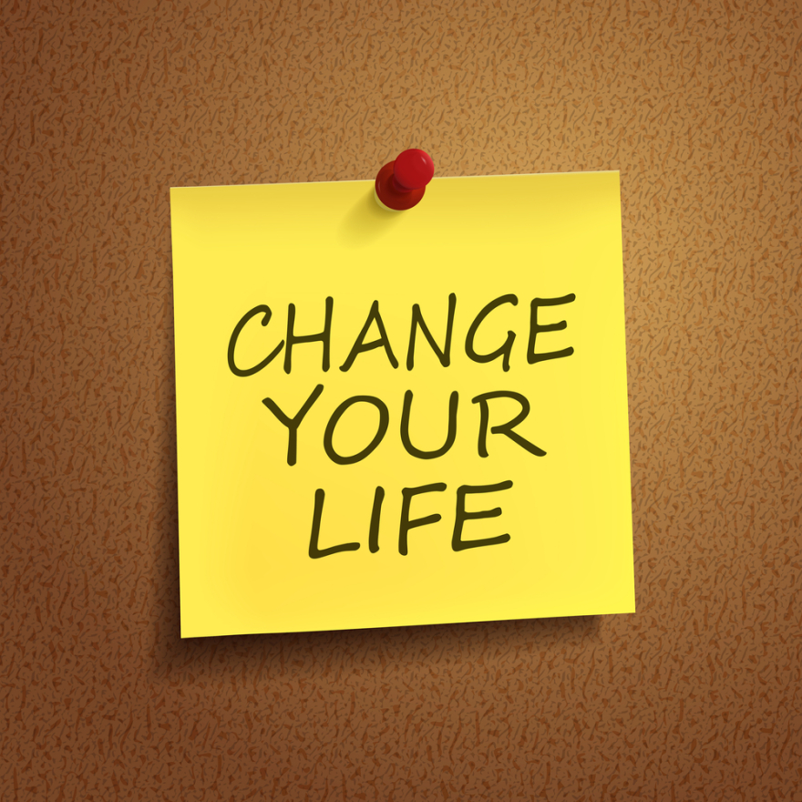 Change your life words on post-it