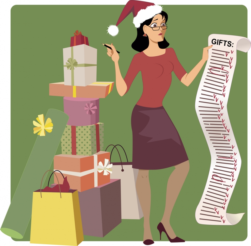 woman with Christmas check list