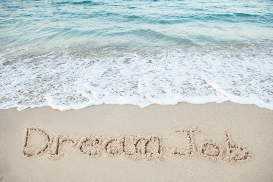 dream job written on the beach