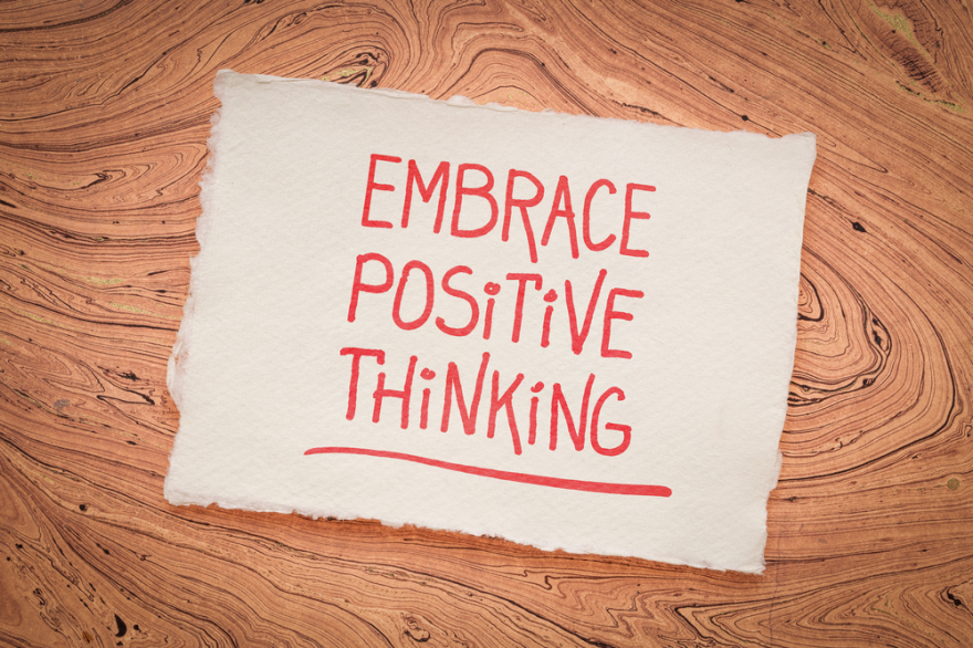 Embrace positive thinking written on a handkerchief