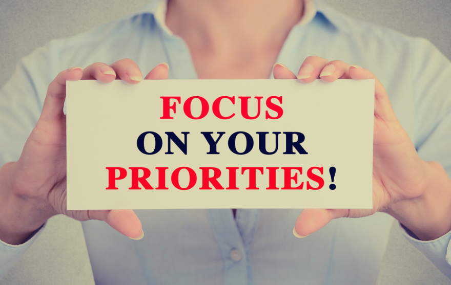 Focus on Your Priorities written on a card