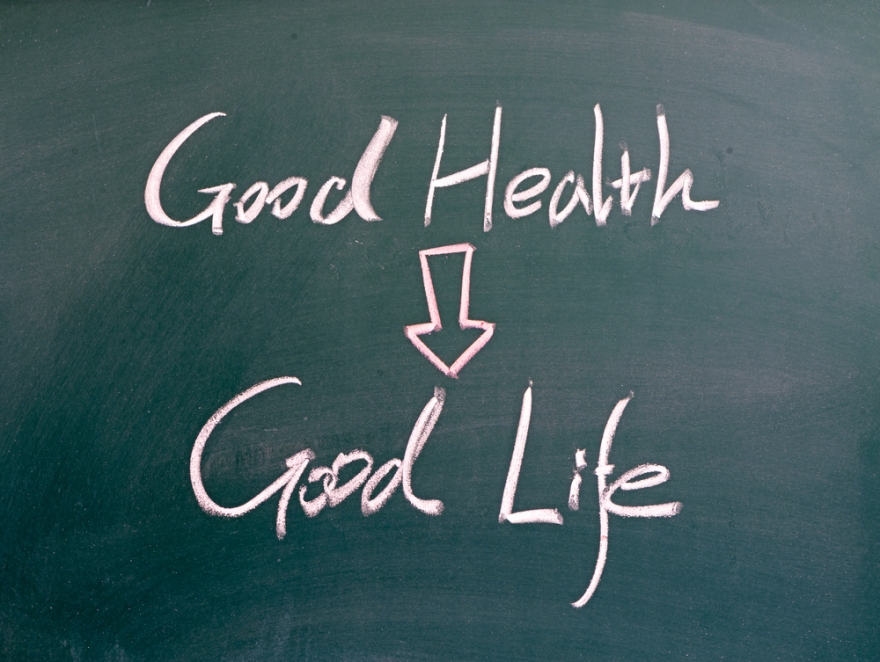 good health good life written on blackboard