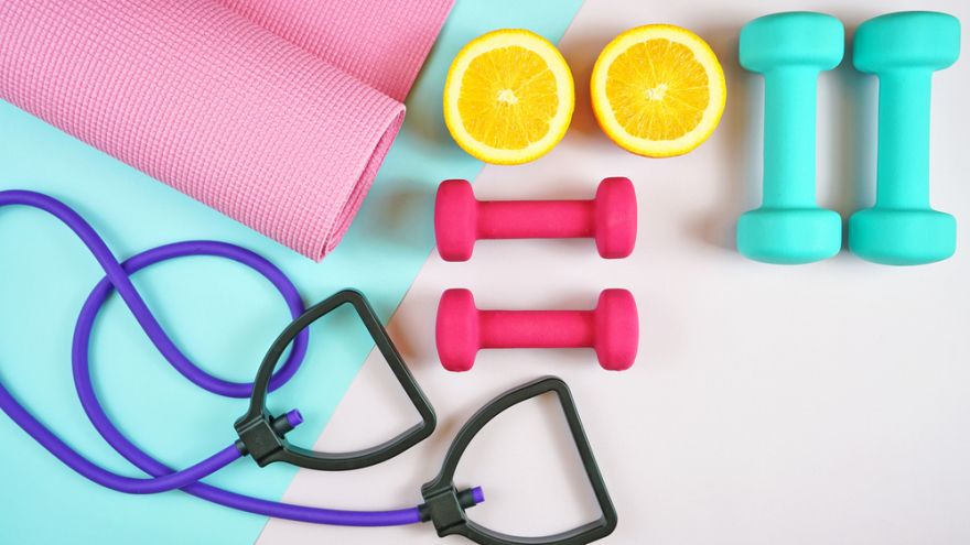 Health and fitness concept on modern colorful background