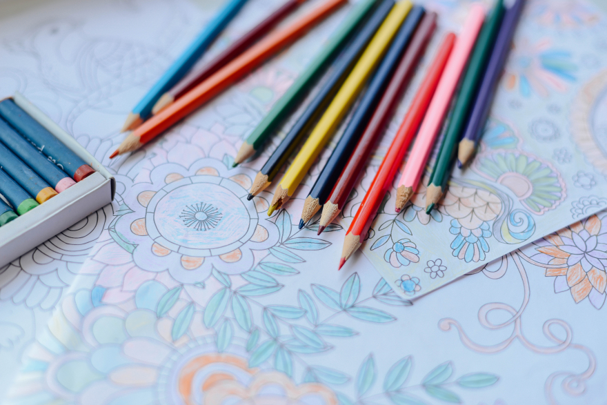 woman coloring for stress relief