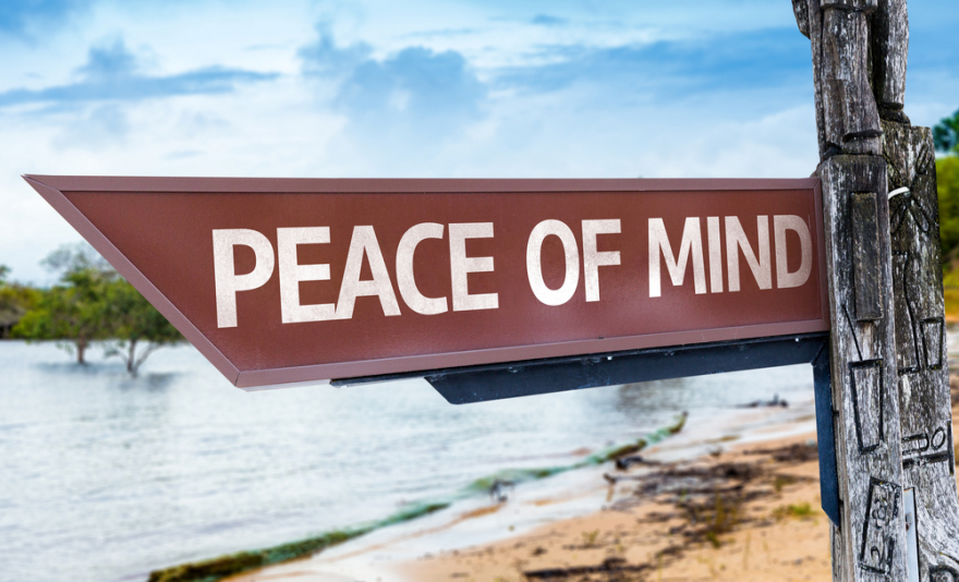 peace of mind wooden sign