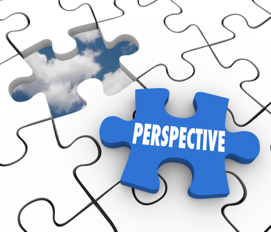Perspective word written on a puzzle piece