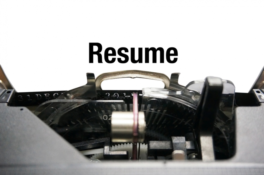 Resume on typewriter