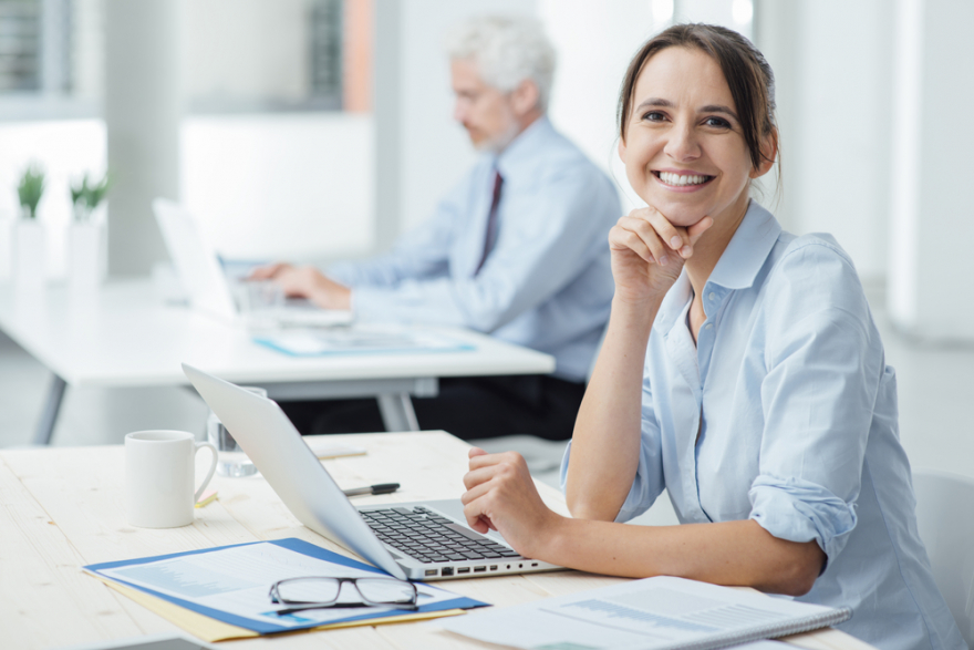 smiling businesswoman at work