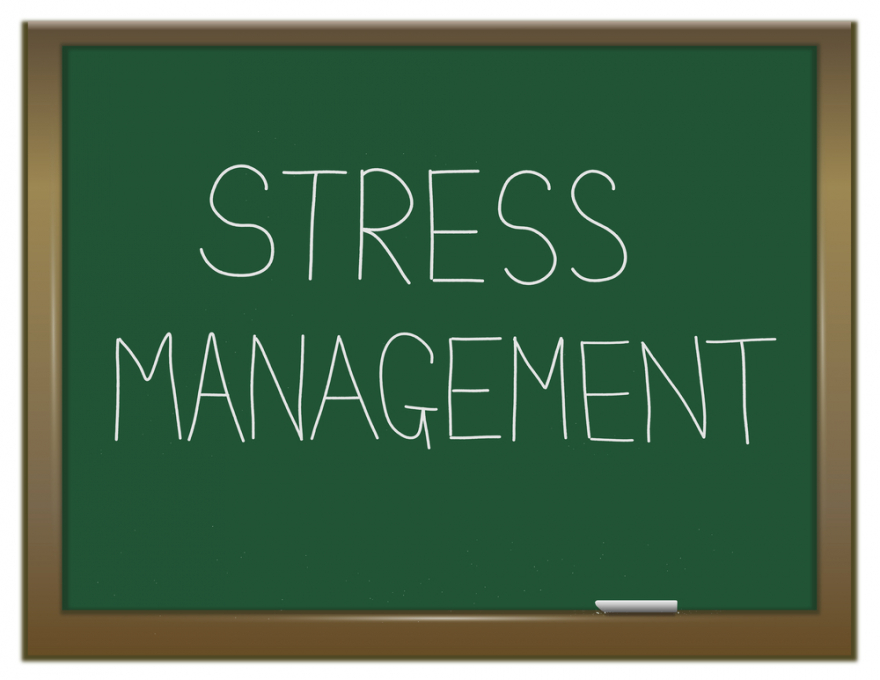 Stress management on a green chalkboard