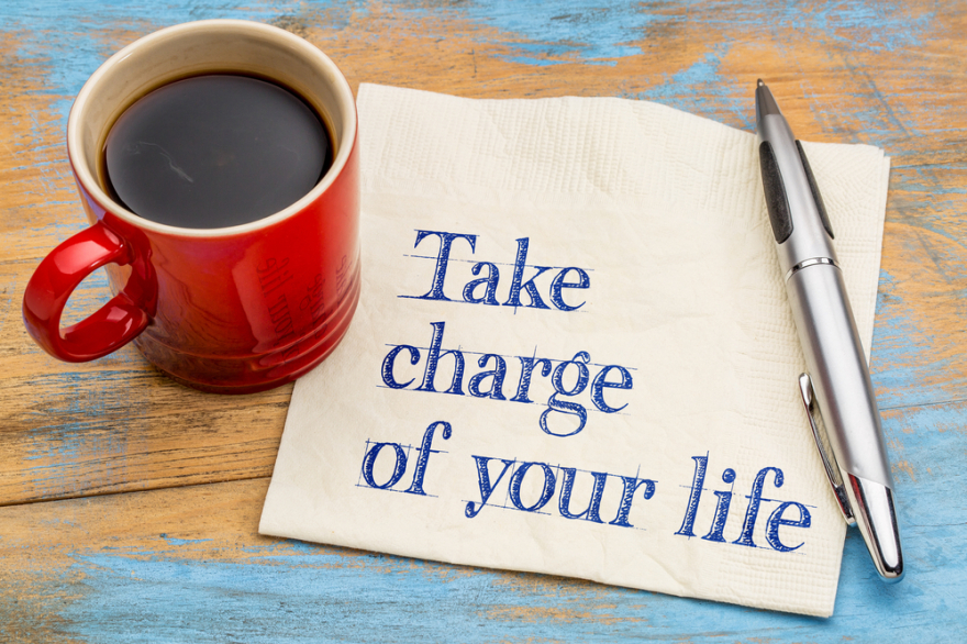 take charge of your life written on a napkin