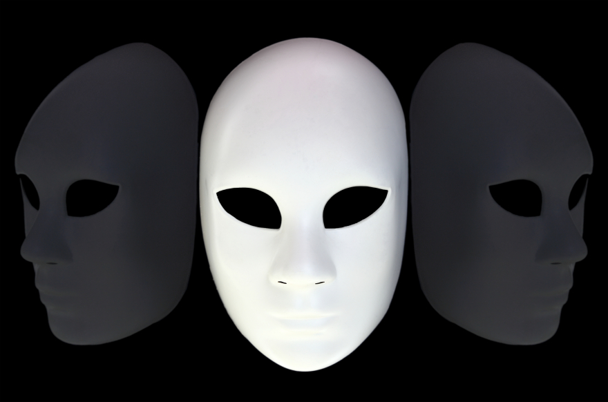 white mask on black background