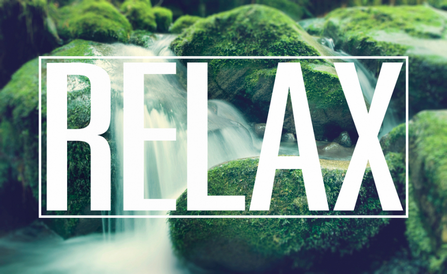 word relax on water background