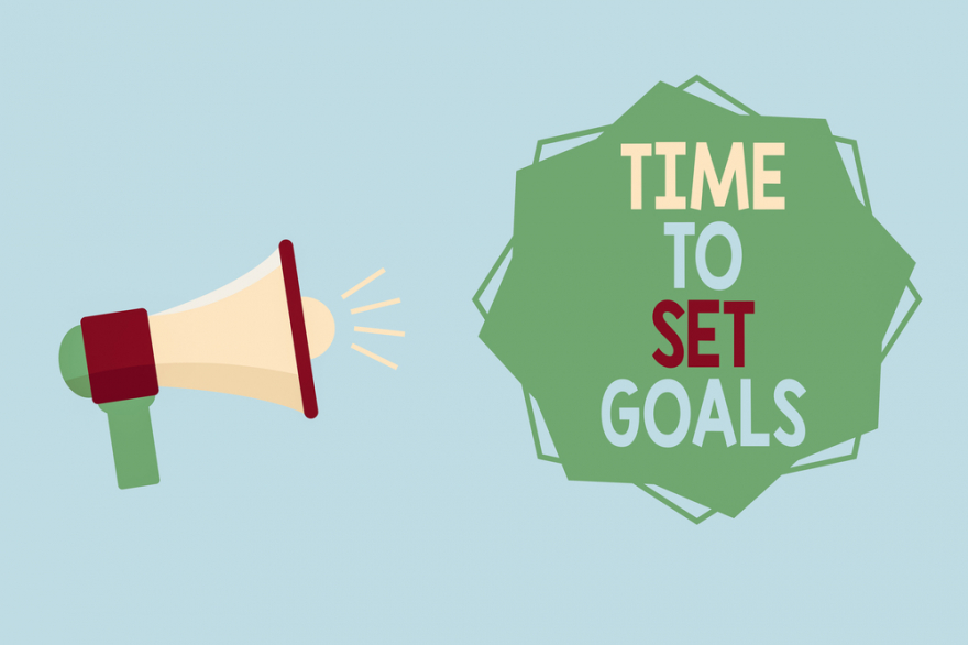 Word writing text time to set goals