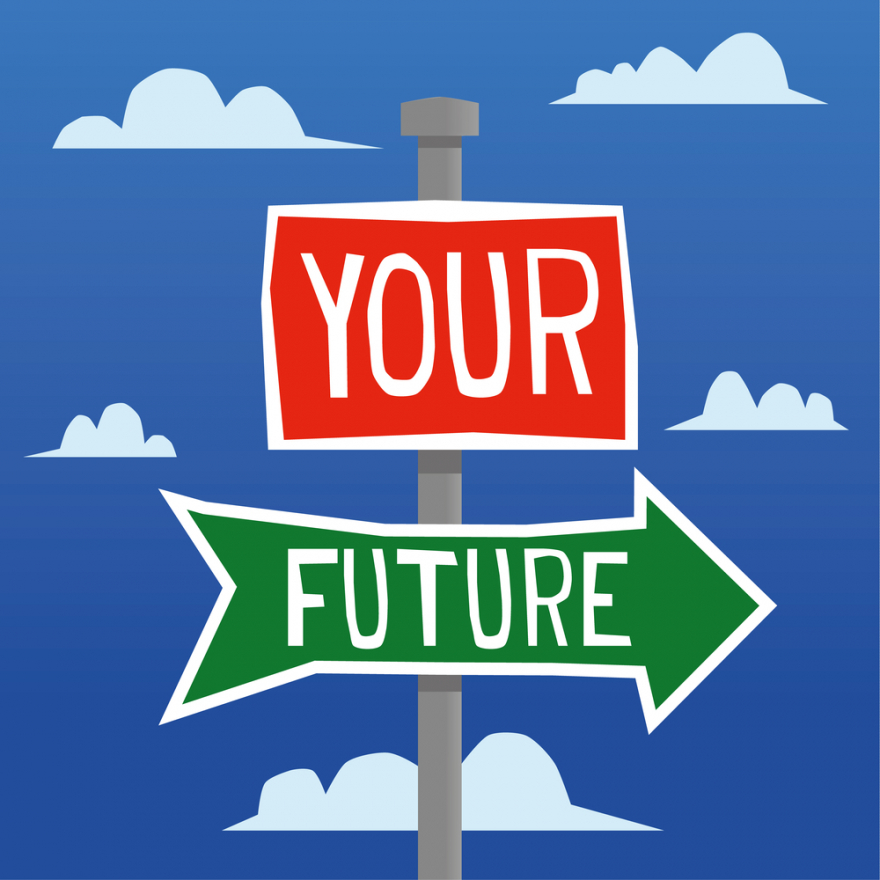 Your future this way sign